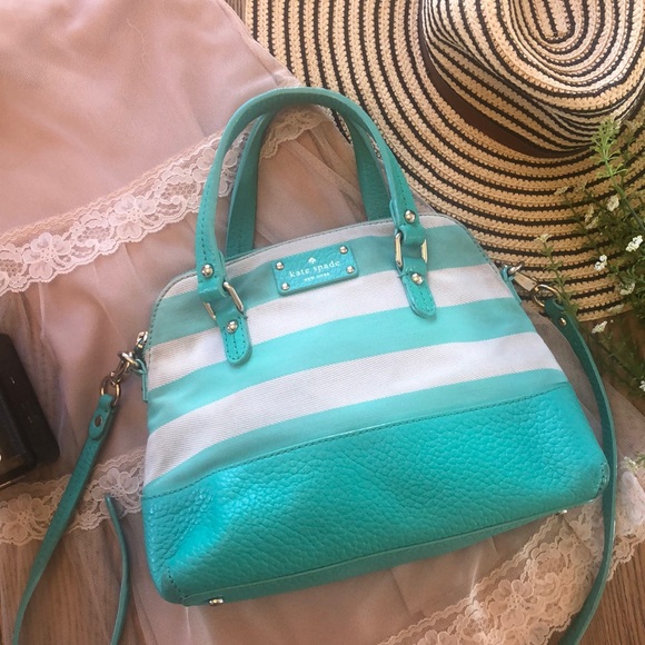kate spade Handbags - Kate Spade Turquoise And White Striped Crossbody